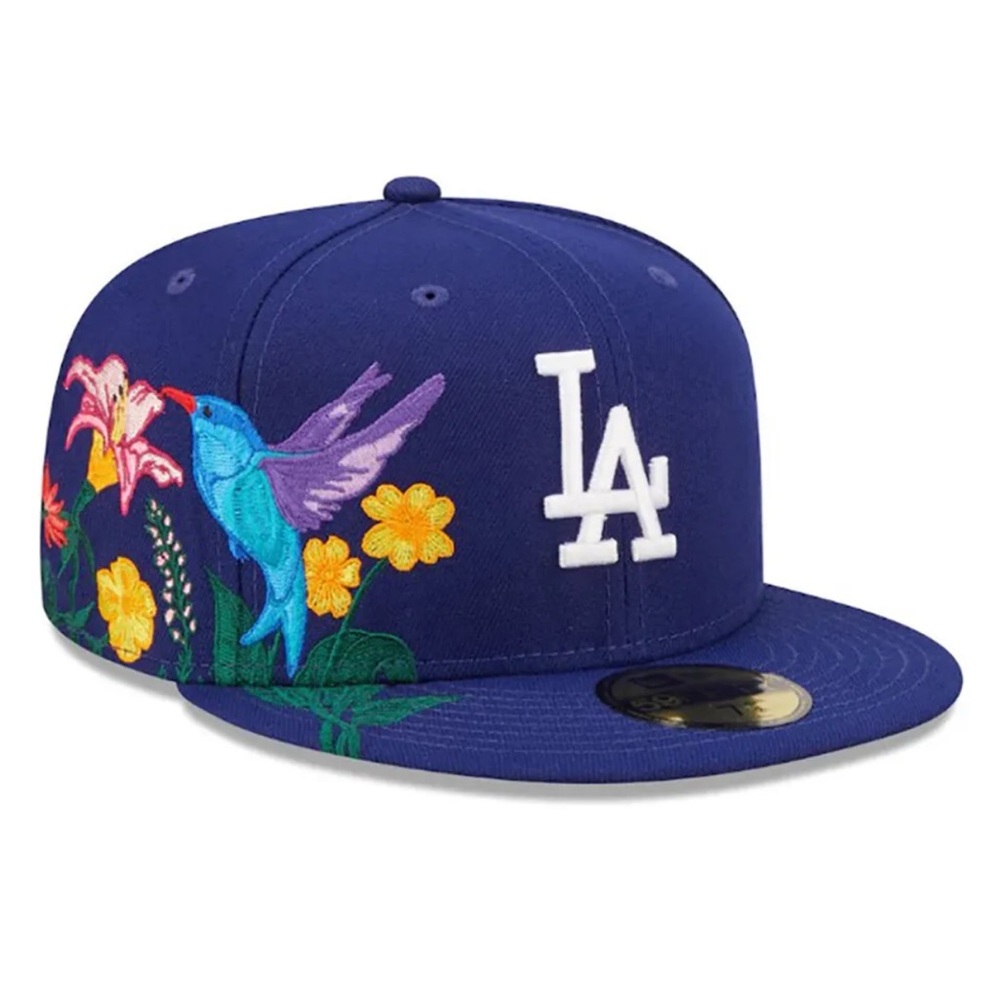 NEW ERA - MLB Hat - Los Angeles Dodgers Blooming 59FIFTY Fitted Cap - Blue - Picture 1 of 7